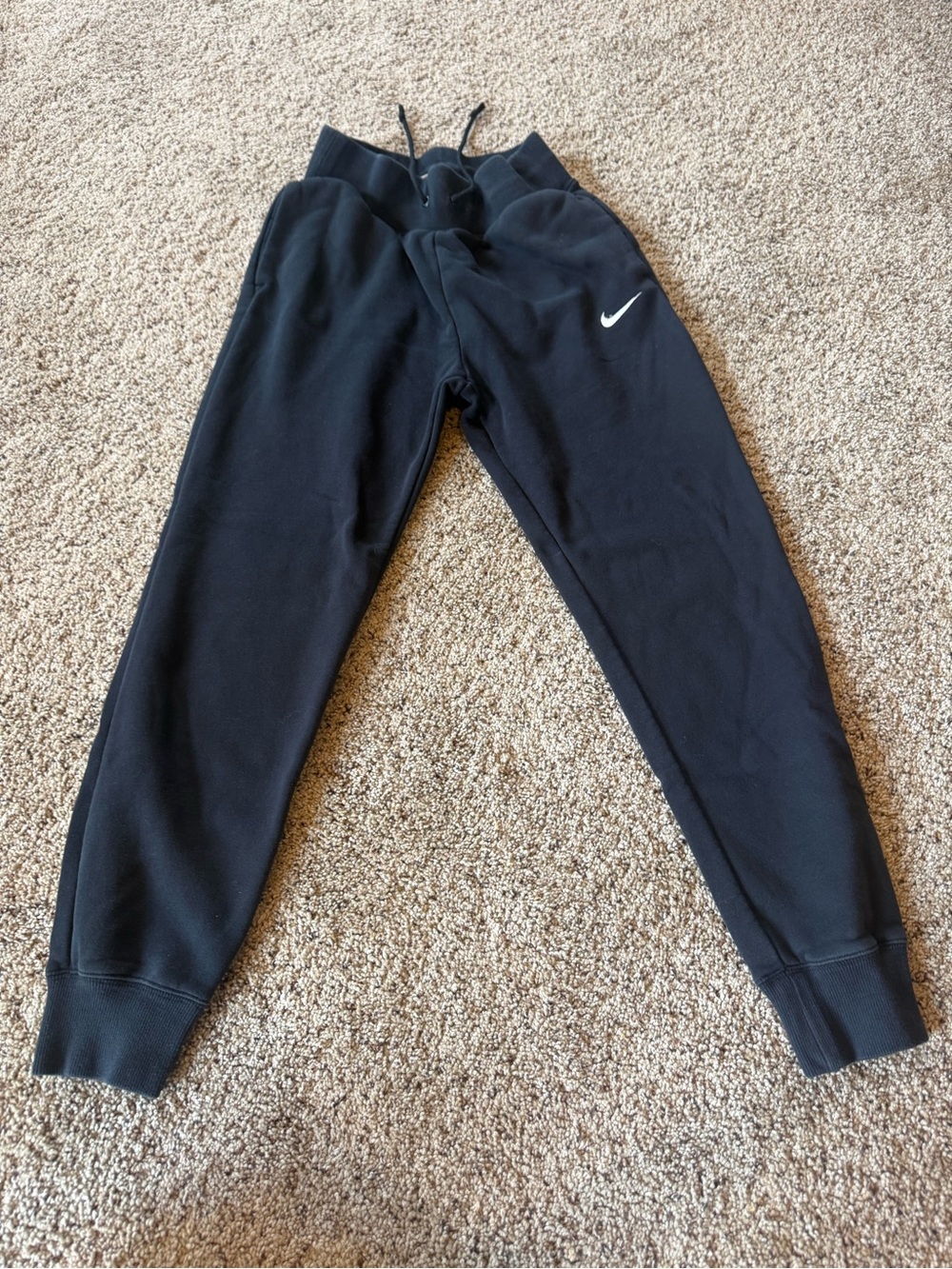 Nike Kids Black Jogger Sweatpants with White Swoosh